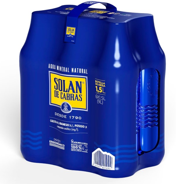 Solán de Cabras, Pack 6 Botellas x 1,5L, Agua Mineral