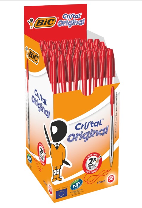 BIC Cristal Original Caja de 50 unidades -punta media rojo -