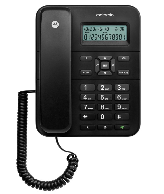 Motorola Voice - CT202 Teléfono con Cable, 10 Teclas de Memoria, Altavoz Manos Libres,