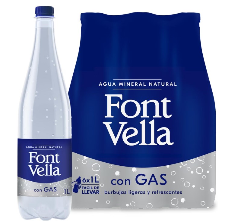 Font Vella Agua Mineral Natural con Gas, 6 x 1L