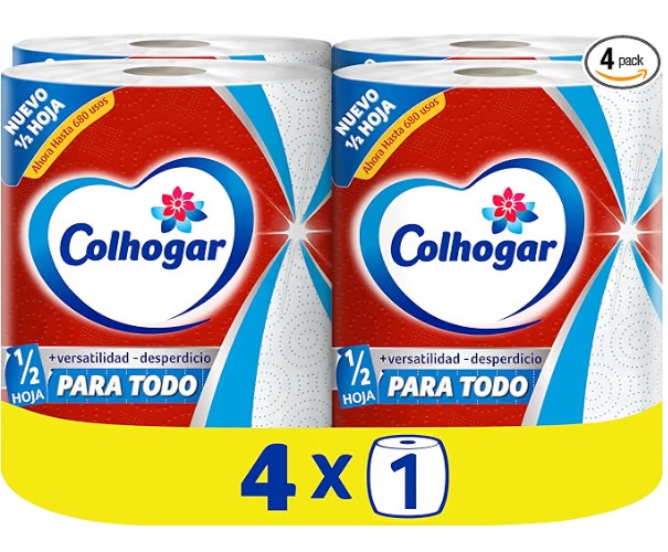 Colhogar Paratodo Jumbo x4 - Nueva Opción de Media Hoja - DOBLE DURACIÓN - 4 Rollos - 2720 Usos (4x1)